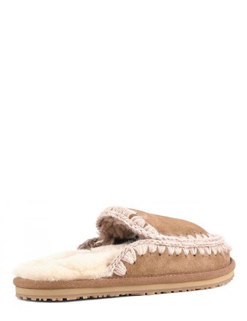 Suede slipper full eskimo stitch Pink Brown