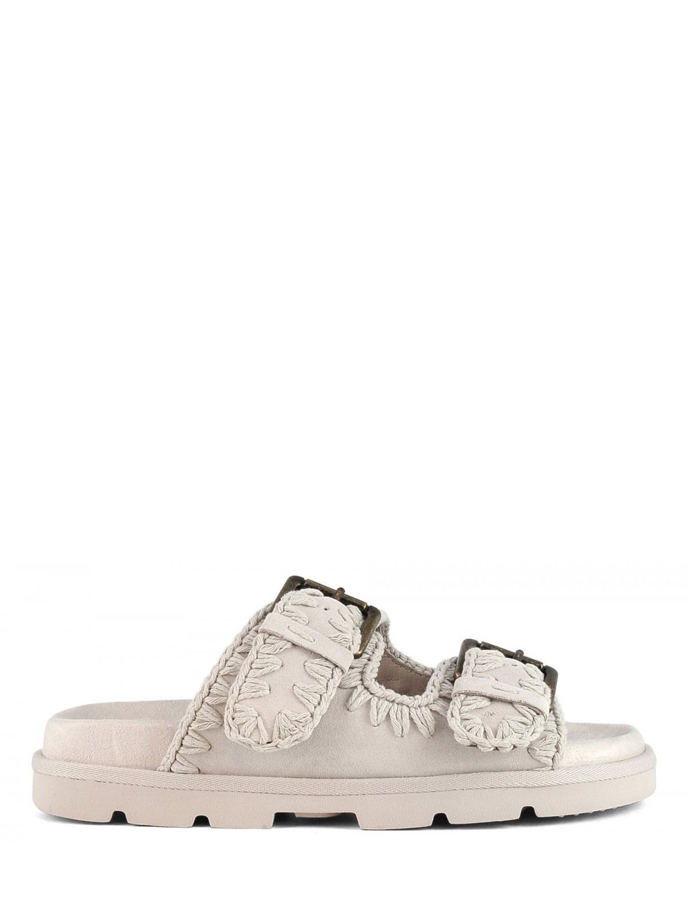 Low bio sandal two buckles chalk