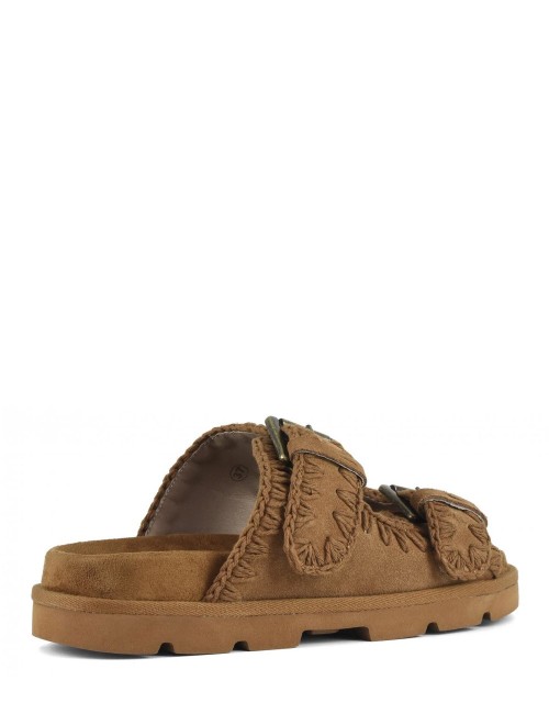 Ciabatta Low bio two buckles cognac