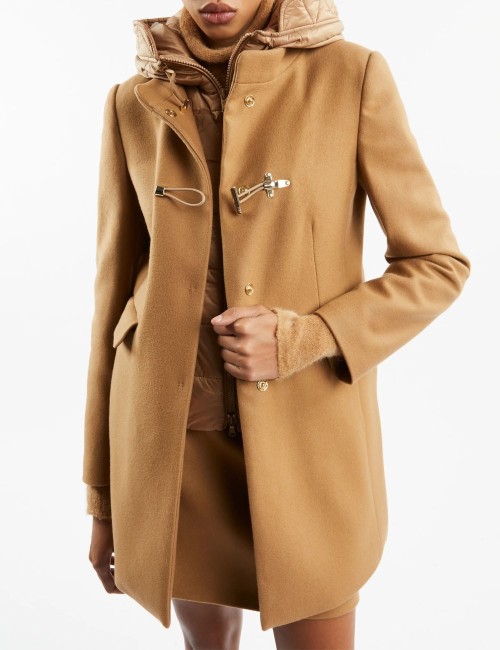 Toggle Coat in Wool Fabric Camel