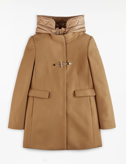 Toggle Coat in Wool Fabric Camel