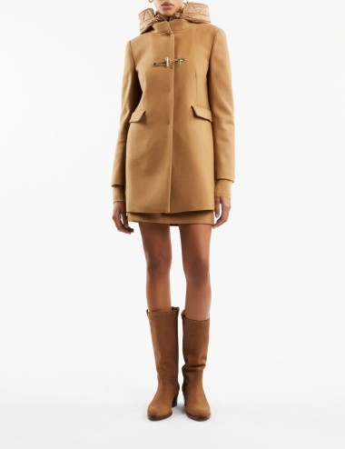 Toggle Coat in Wool Fabric Camel