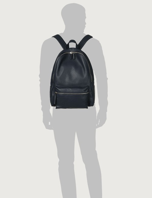 Micron Leather Backpack navy