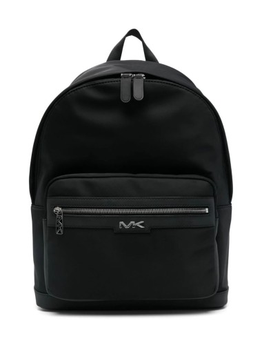 Backpack with black logo plaque