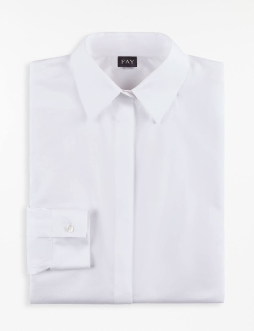 Camicia Slim in Popeline Stretch bianca