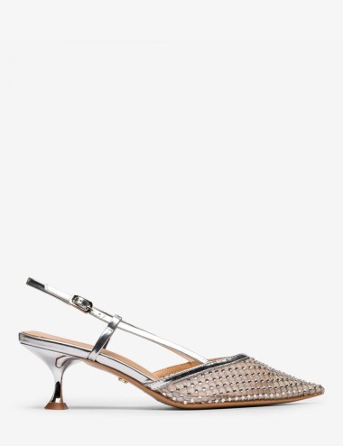 Slingback CARMEN PUMP 55 specchio argento