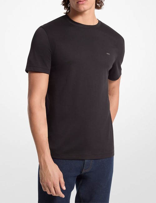T-shirt a girocollo in cotone nera