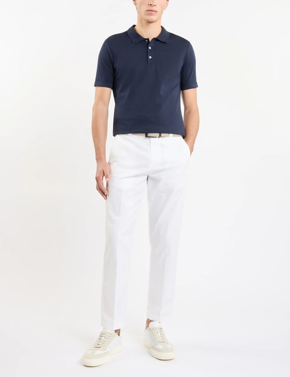 Polo in Jersey Mélange blu