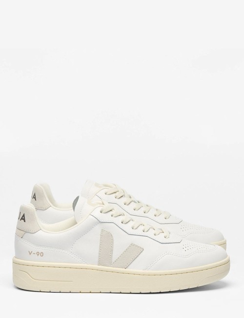 SNEAKERS V-90 LEATHER WHITE NATURAL