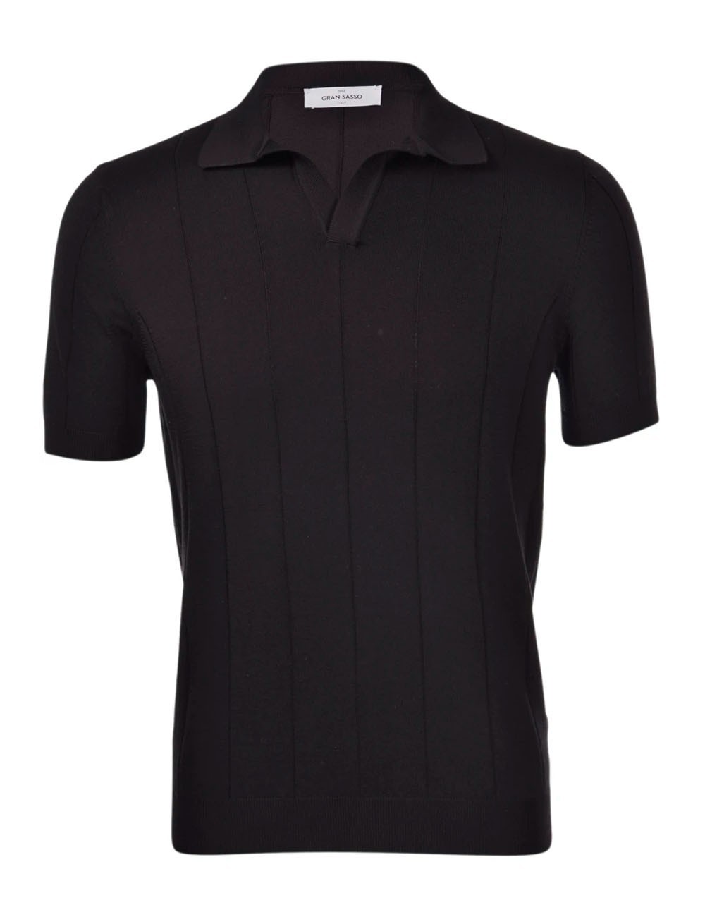 RIBBED SKIPPER POLO BLACK
