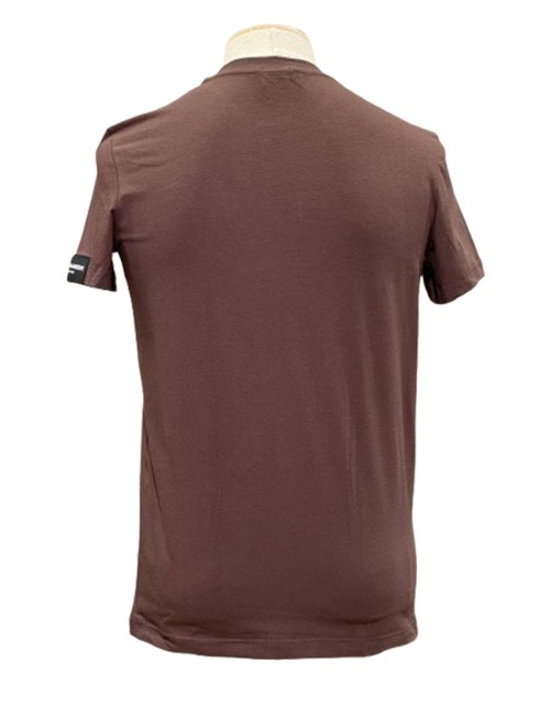 T-shirt con logo ricamato marrone