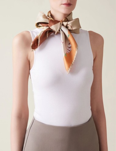 SILK SCARF TANGERINE/COCONUT/SAND