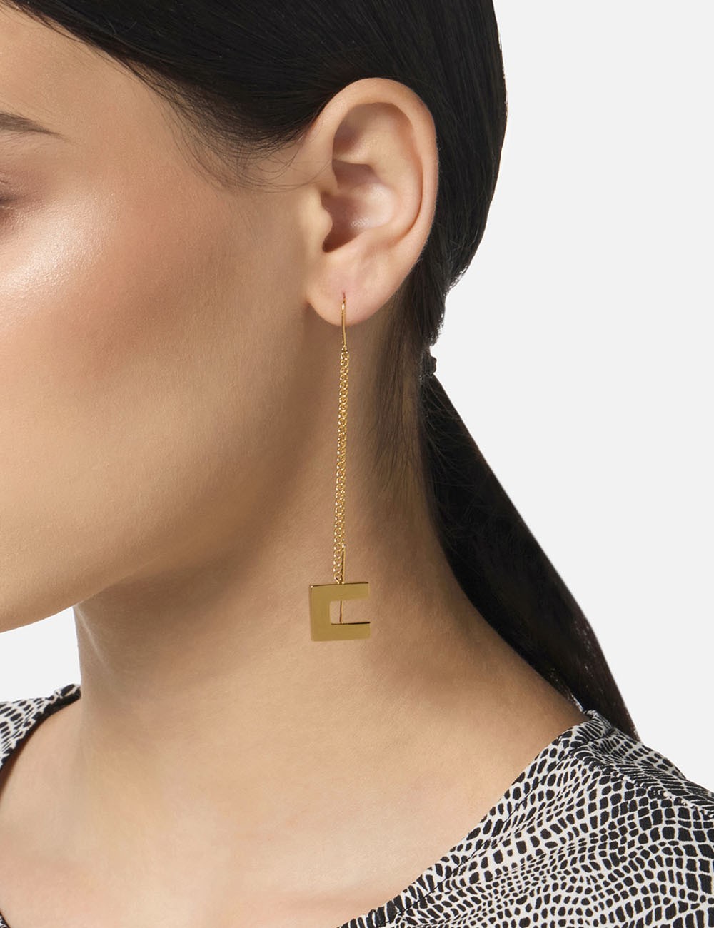 Orecchini pendenti con logo oro giallo