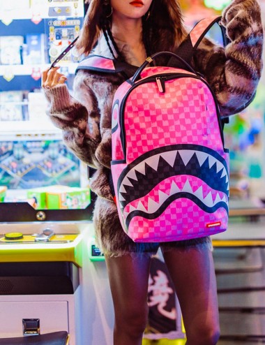 Zaino Pink And Black Drip Check Backpack