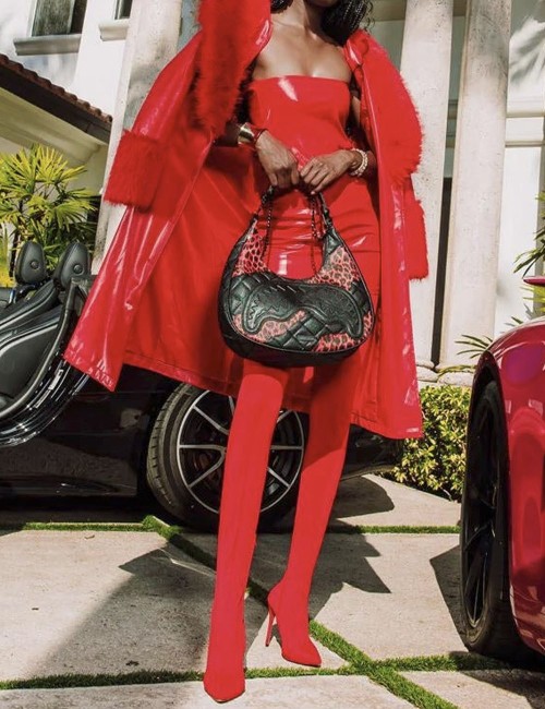 Borsa a spalla Red leopard puffer vice shoulder bag