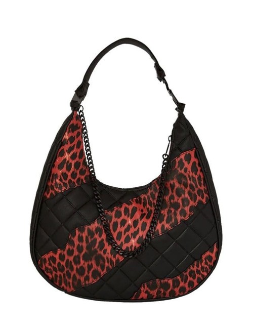 Borsa a spalla Red leopard puffer vice shoulder bag