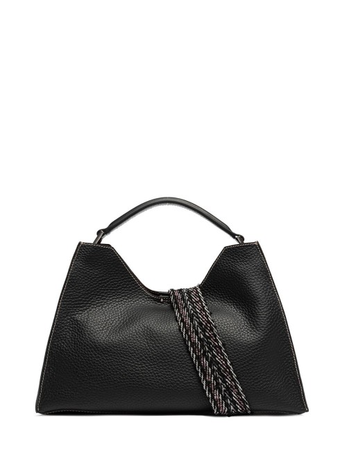 Borsa a tracolla in pelle AURORA NERO-CASTORO