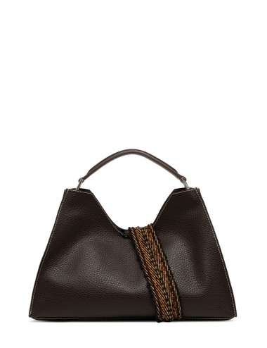 Borsa a tracolla in pelle AURORA ESPRESSO-CASTORO