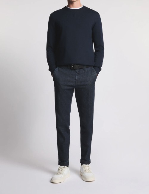 Pull Girocollo in Lana blu