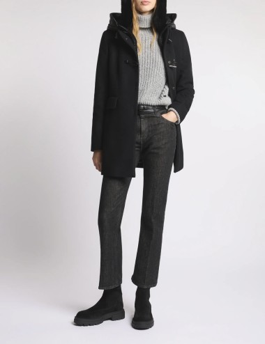 Toggle Coat in Wool Fabric black