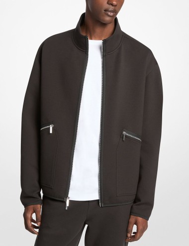 Giacca in misto cotone con zip nera