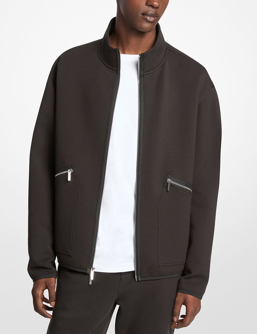 Giacca in misto cotone con zip nera