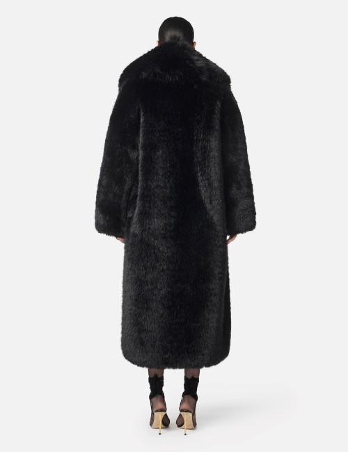 Cappotto con texture effetto pelo nero