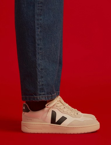 SNEAKERS V-90 LEATHER WHITE BLACK