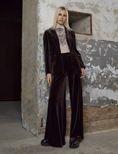 Pantalone in velluto largo wenge