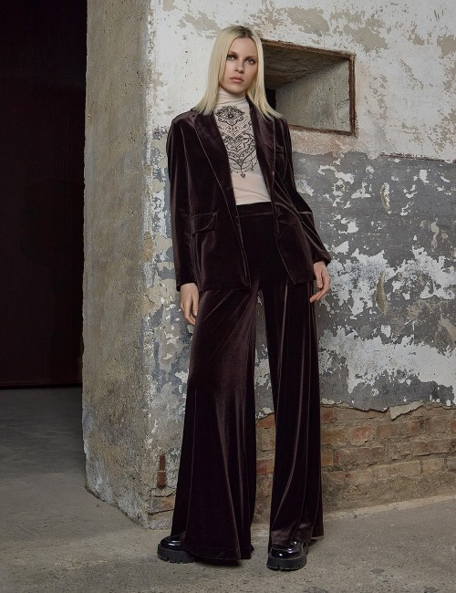 Pantalone in velluto largo wenge